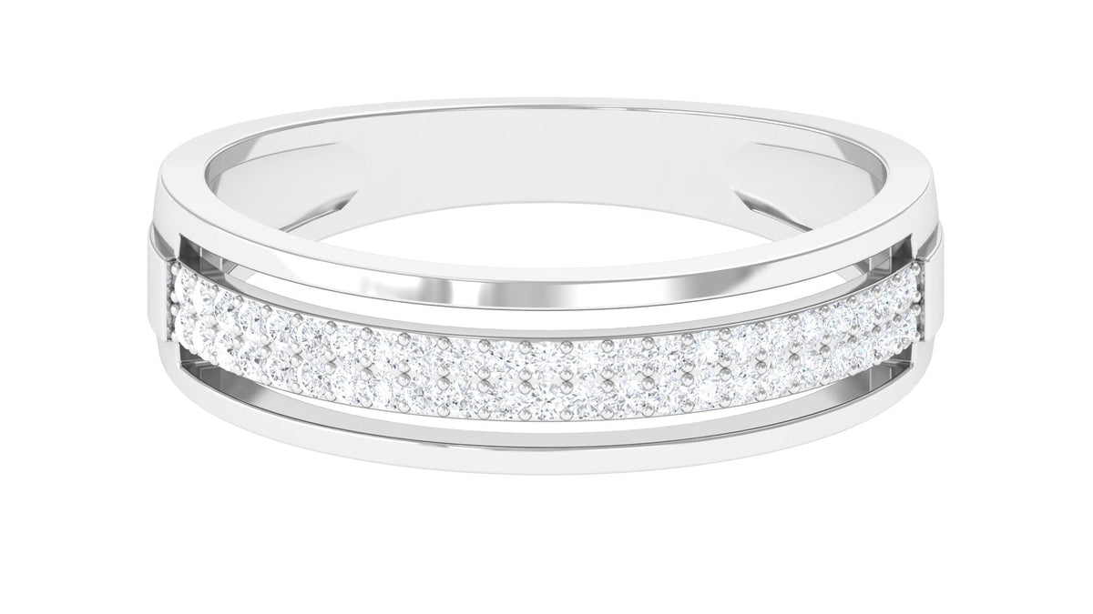 Certified Natural Diamond Half Eternity Mens Wedding Band