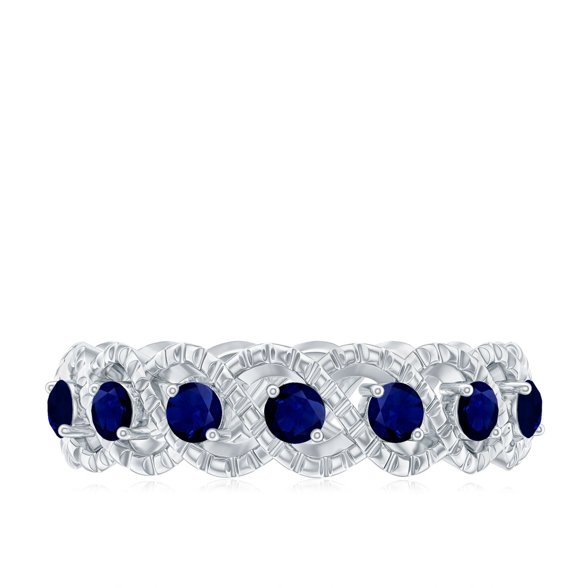 Natural Blue Sapphire Infinity Band For Anniversary