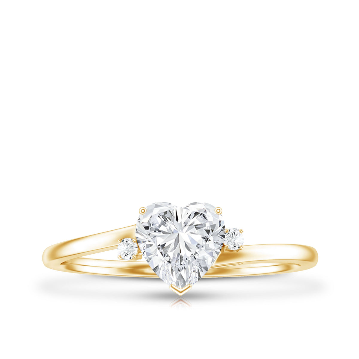 Solitaire Moissanite Heart Engagement Ring in Prong Setting