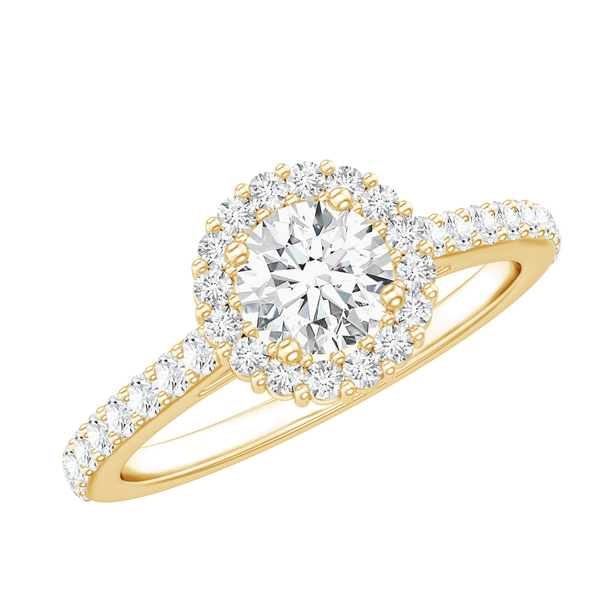 Lab Grown Diamond Halo Engagement Ring With Side Stones