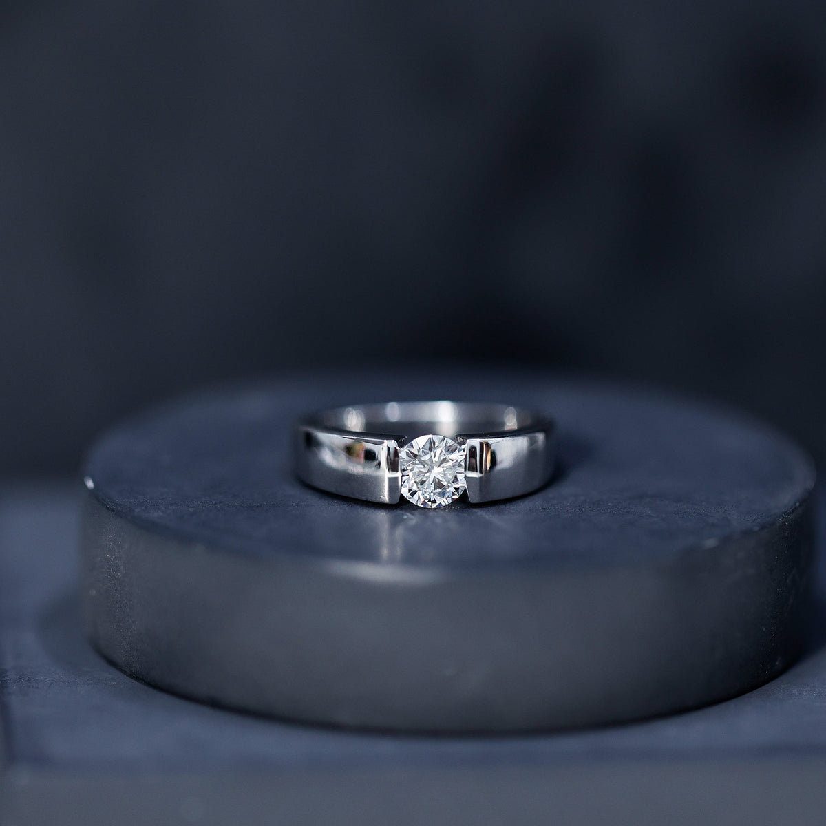0.4 Carat Tension Mount Set Lab Grown Diamond Solitaire Band Ring