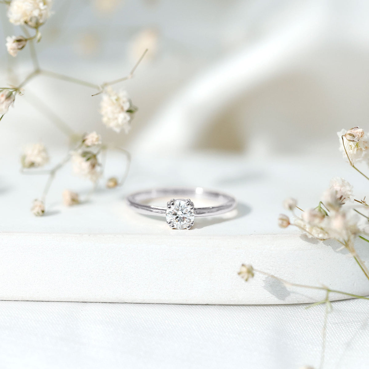 Certified 0.4 Carat Lab Grown Diamond Solitaire Promise Ring For Her