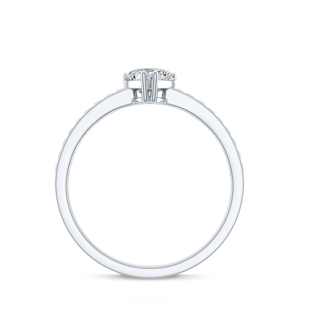 Lab Grown Diamond 0.5 Carat Heart Engagement Ring With Side Stones