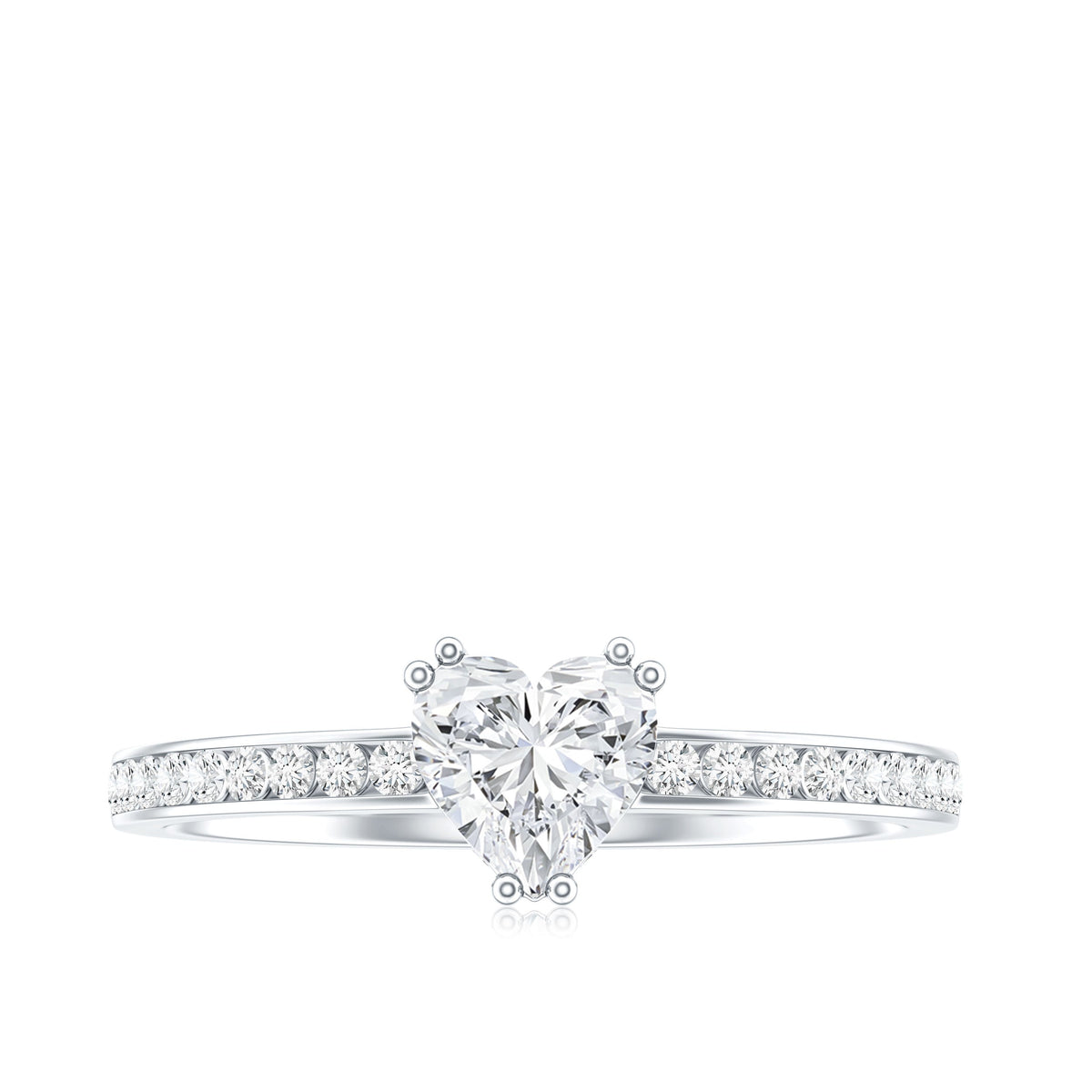 Lab Grown Diamond 0.5 Carat Heart Engagement Ring With Side Stones