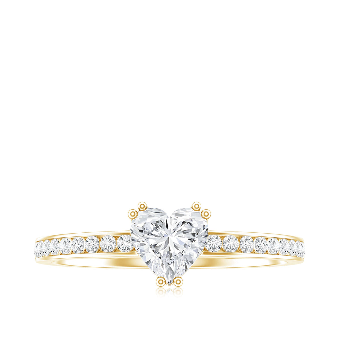 Lab Grown Diamond 0.5 Carat Heart Engagement Ring With Side Stones