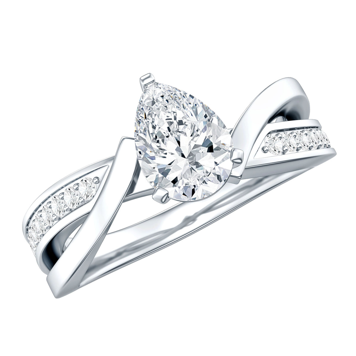 Certified 0.6 Carat Lab Grown Diamond Pear Shaped Engagement Ring