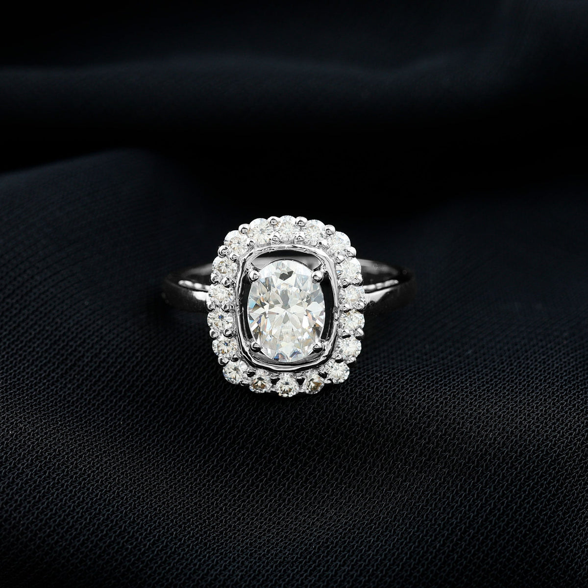 Certified 1.2 Carat Oval Lab Grown Diamond Halo Engagement Ring