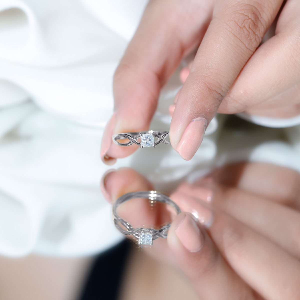 Certified Lab Princess Cut Diamond Infinity Promise Ring