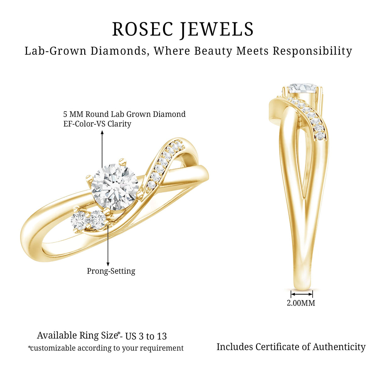 Certified 0.4 Carat Lab Grown Diamond Proposal Ring For Women