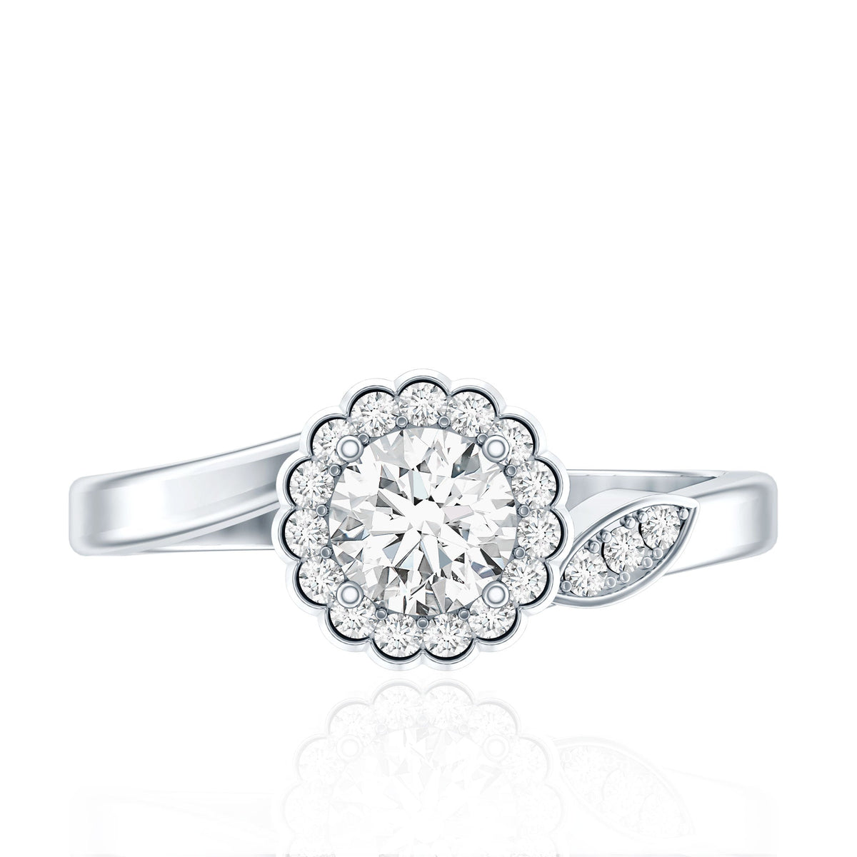 Certified 0.9 Carat Lab Grown Diamond Floral Engagement Ring