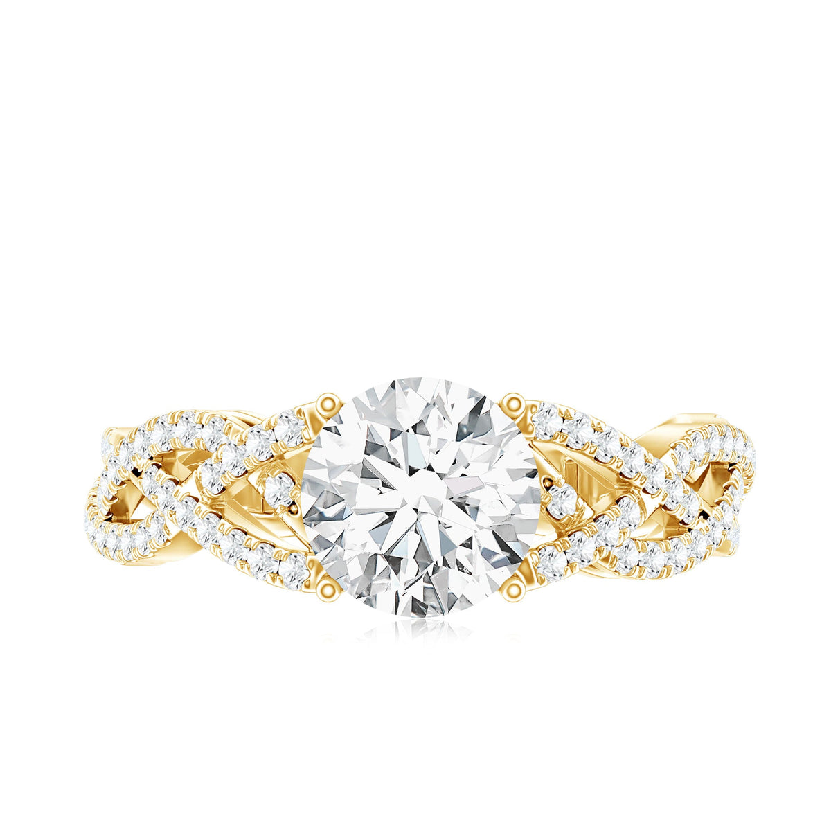 Lab Grown Diamond 2 Carat Round Engagement Ring With Infinity Twist