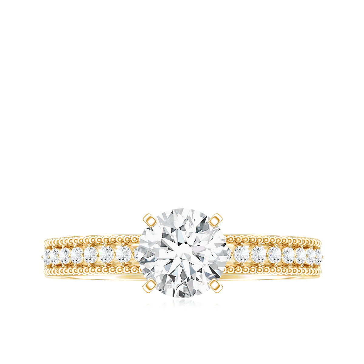 Certified Lab Grown 0.9 Carat Diamond Engagement Ring with Side Stones