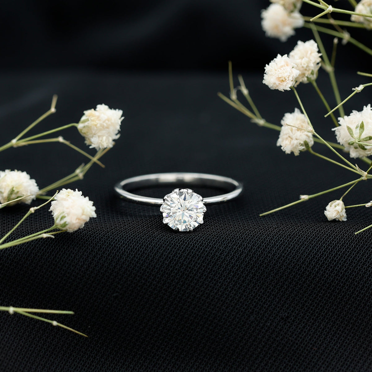 0.9 Carat Lab Grown Diamond Round Cut Engagement Ring