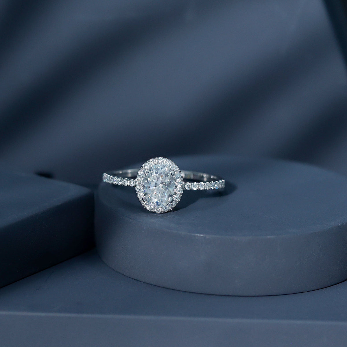 Certified 1.2 Carat Lab Grown Diamond Oval Engagement Ring With Side Stones