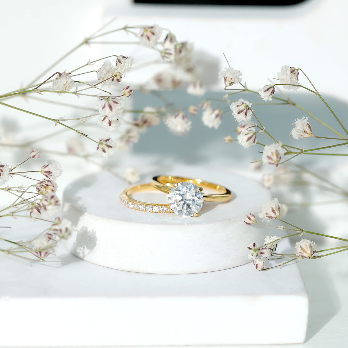 Certified 2 Carat Lab Grown Diamond Solitaire Wedding Ring Set