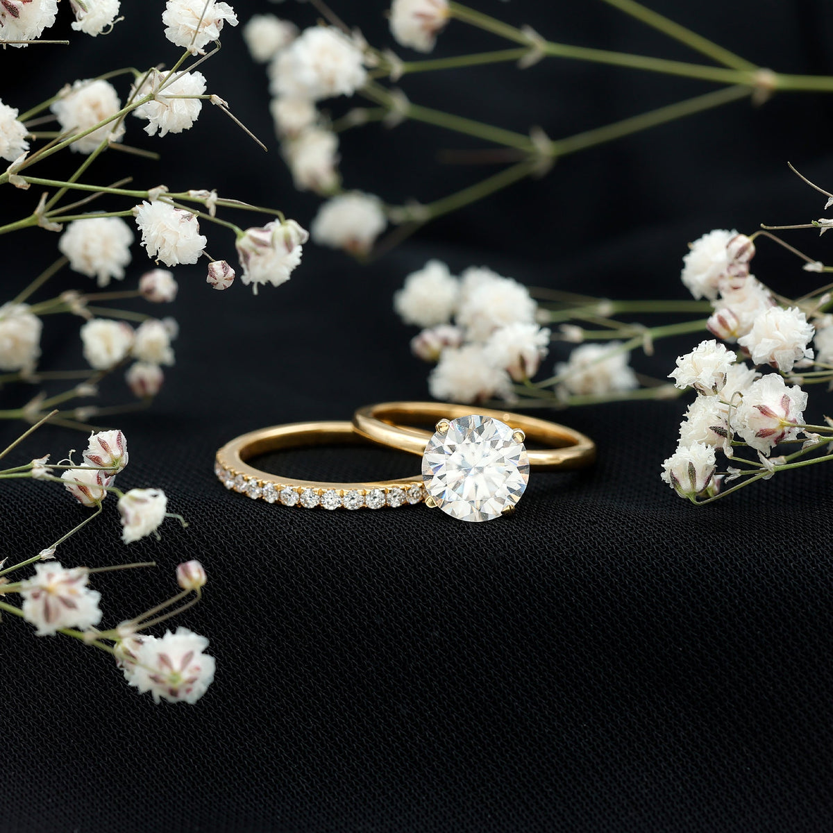 Certified 2 Carat Lab Grown Diamond Solitaire Wedding Ring Set