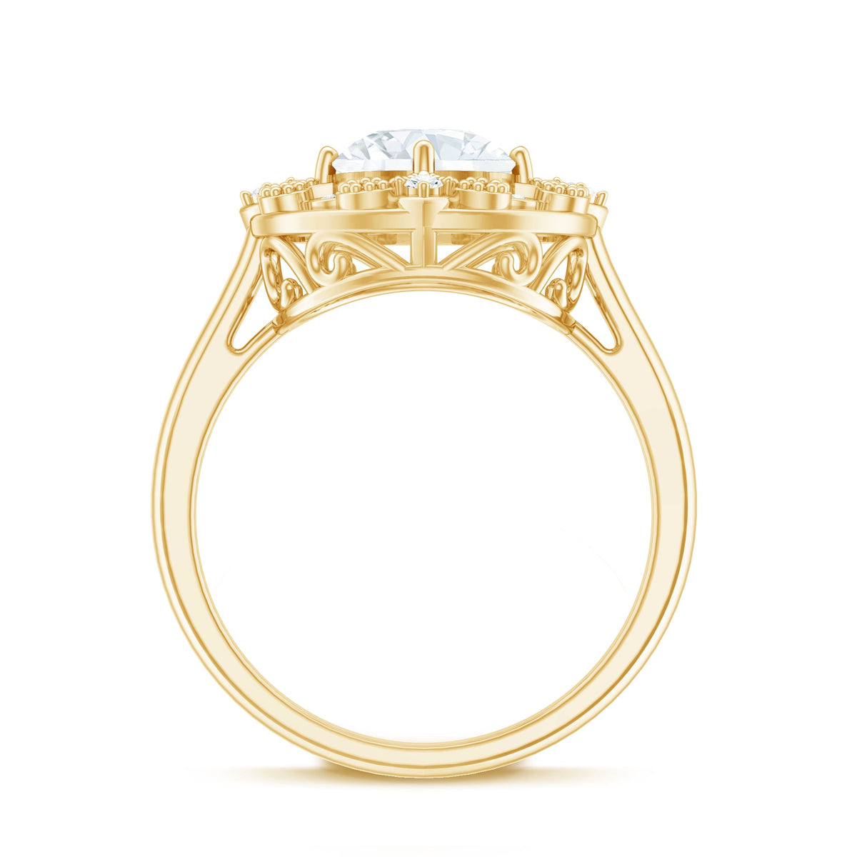 Certified Lab Grown Diamond Beaded Engagement Ring for Women