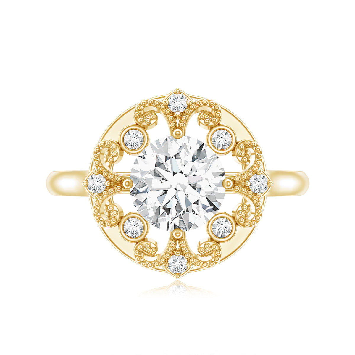 Certified Lab Grown Diamond Beaded Engagement Ring for Women