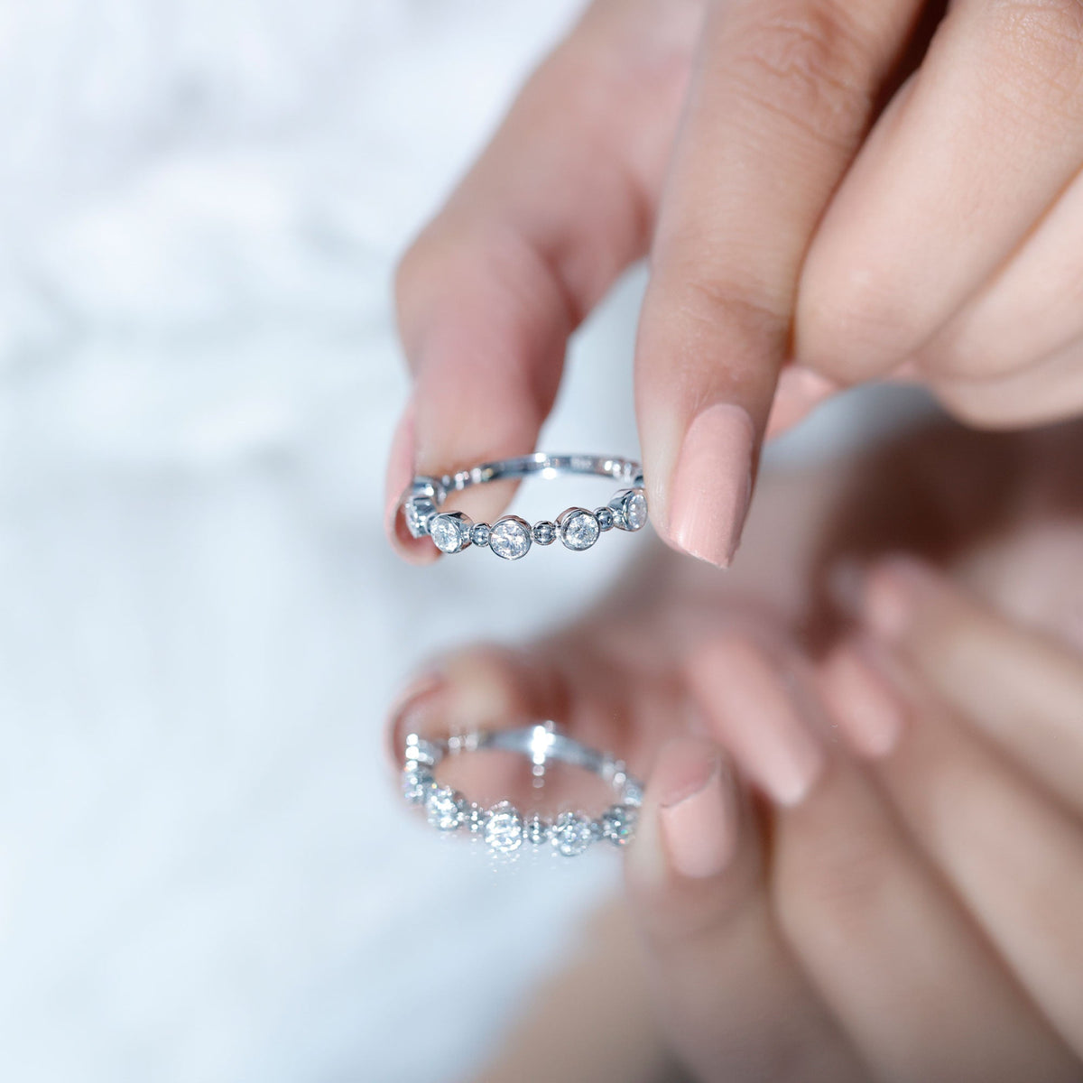 Bezel Set Lab Grown Diamond Wedding Anniversary Band