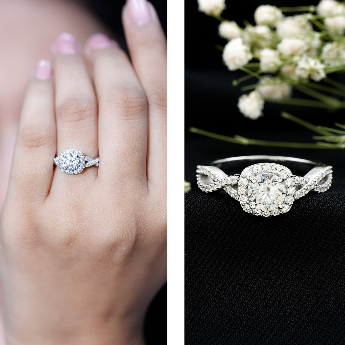 Classic Lab Grown Diamond Criss Cross Engagement Ring