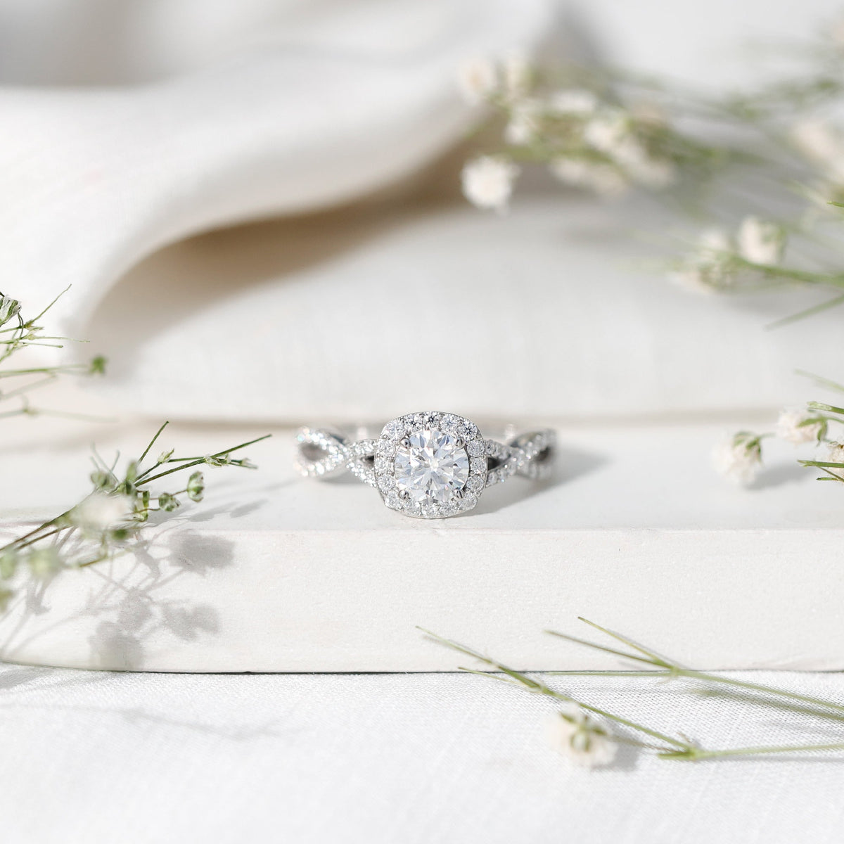 Classic Lab Grown Diamond Criss Cross Engagement Ring