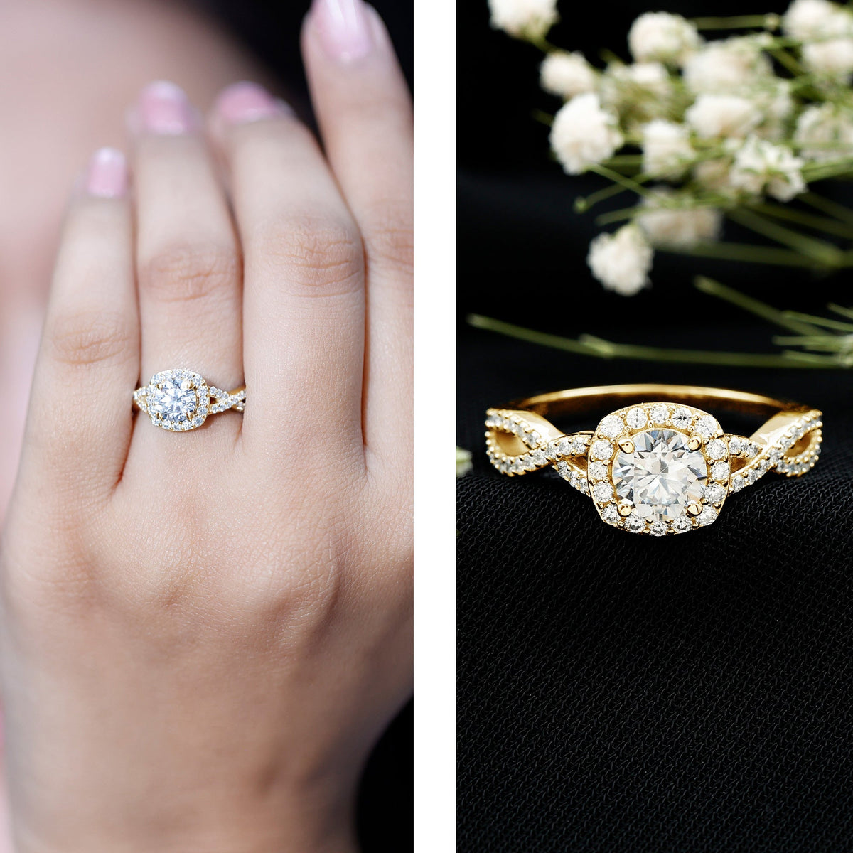 Classic Lab Grown Diamond Criss Cross Engagement Ring