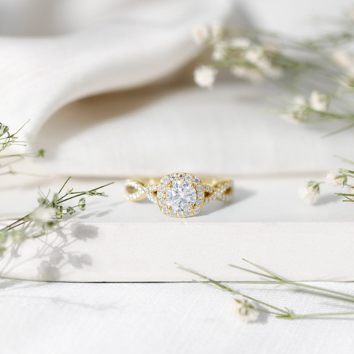 Classic Lab Grown Diamond Criss Cross Engagement Ring