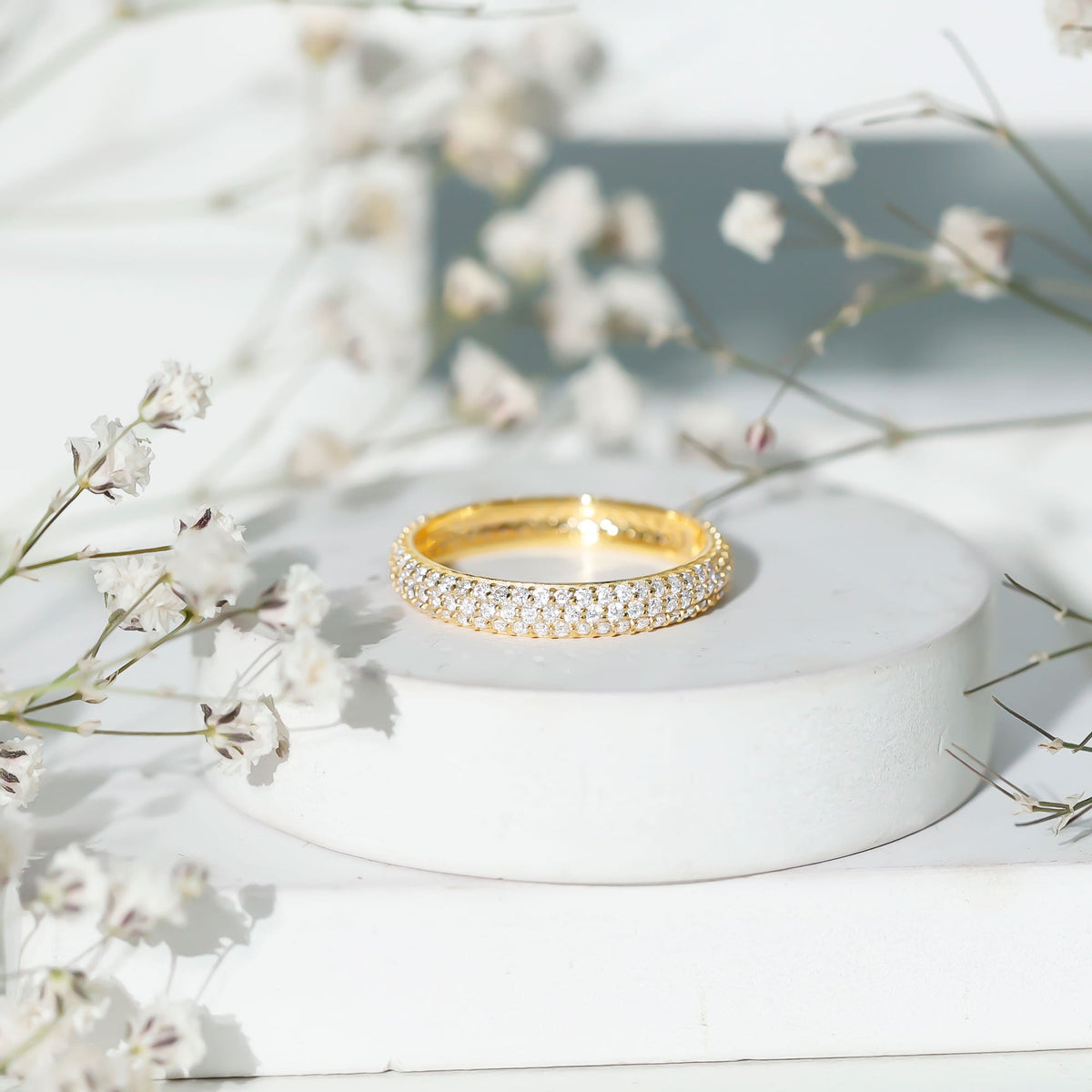Round Cut Lab Grown Diamond Eternity Wedding Band