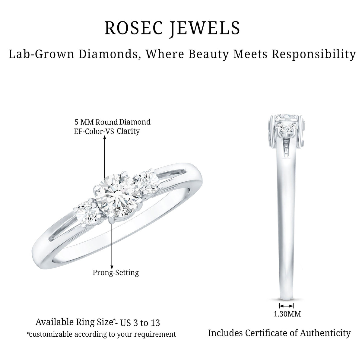 Certified Lab Created Diamond Promise Commitment Ring for Her