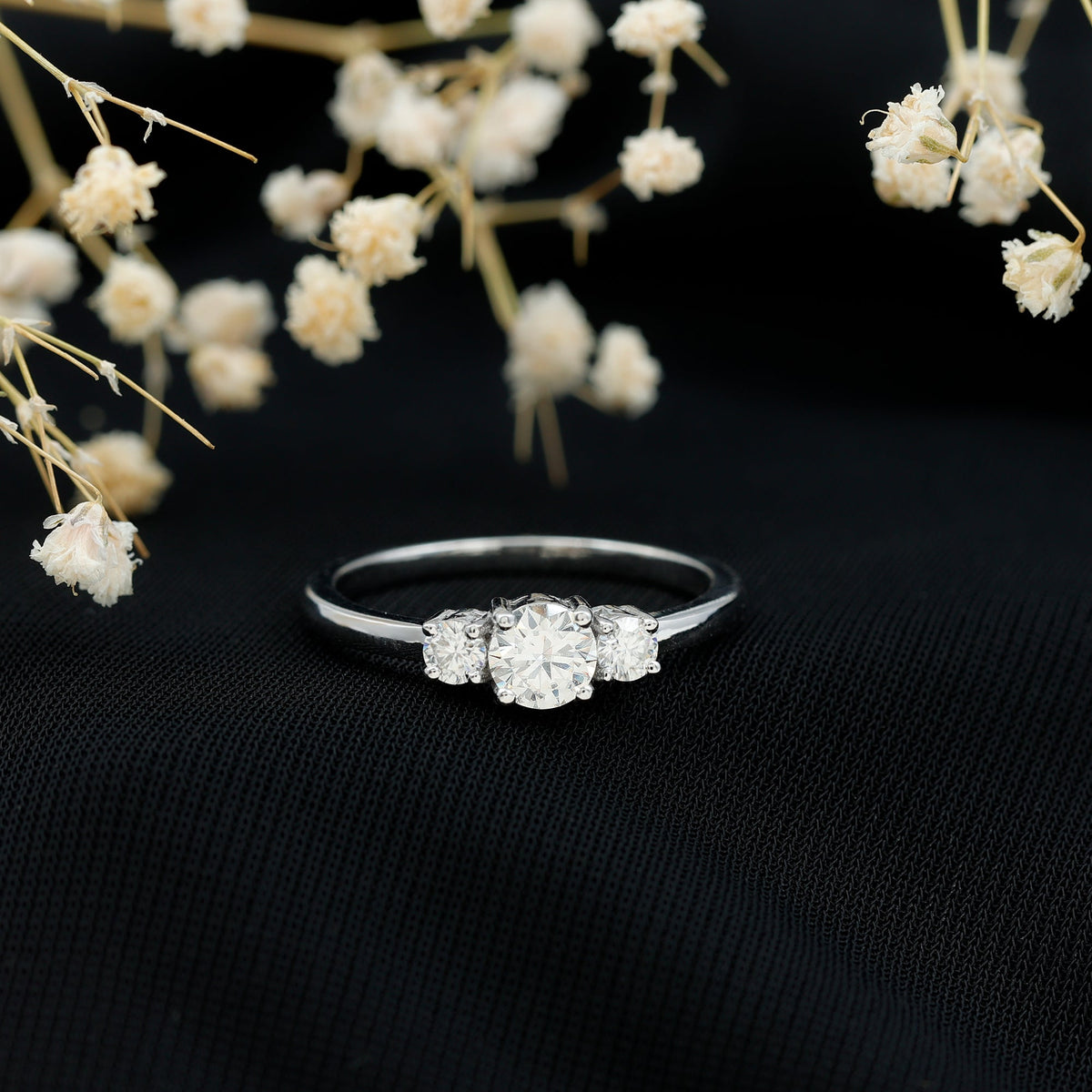 Certified Lab Grown Diamond Three Stone Engagement Ring for Her