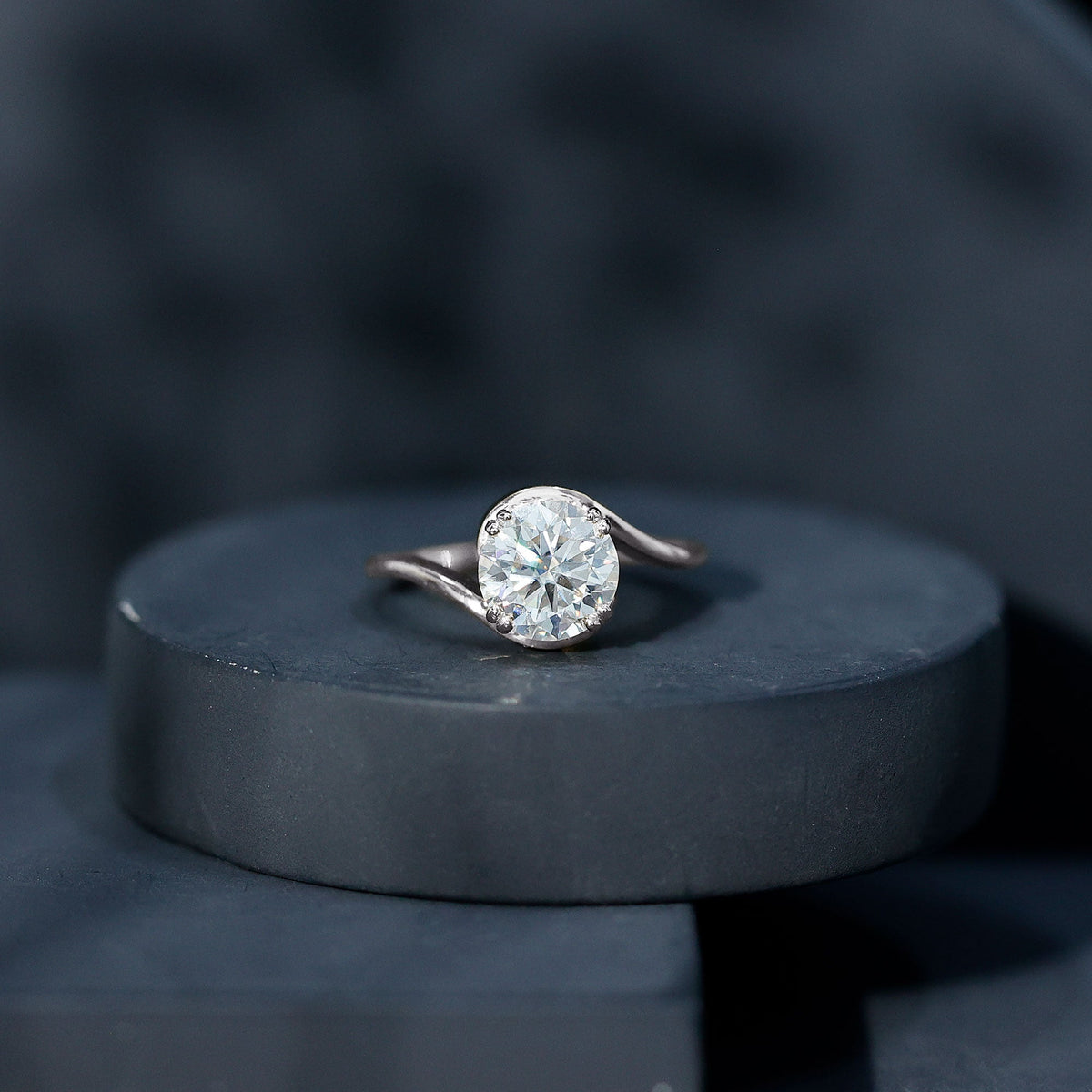 Lab Grown 2 Carat Diamond Bypass Engagement Ring With Diagonal 4 Prong