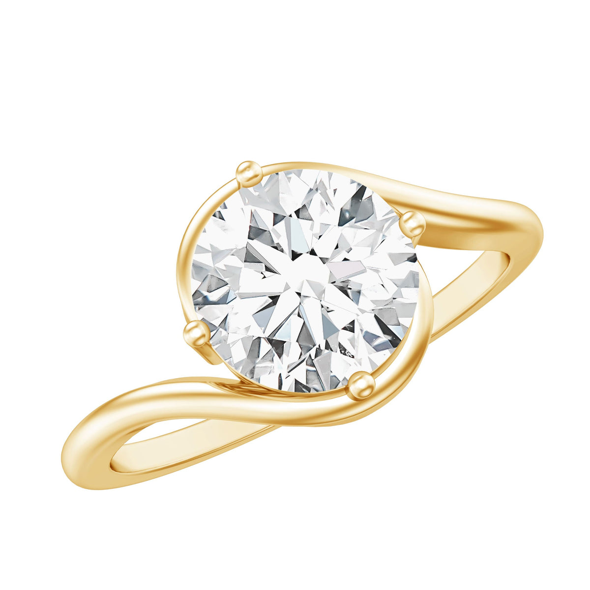 Lab Grown 2 Carat Diamond Bypass Engagement Ring With Diagonal 4 Prong