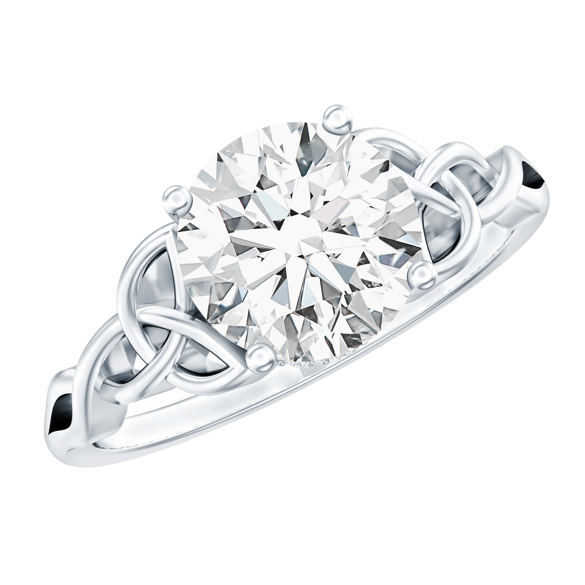 Certified Celtic Knot Lab Grown Diamond Round Engagement Ring