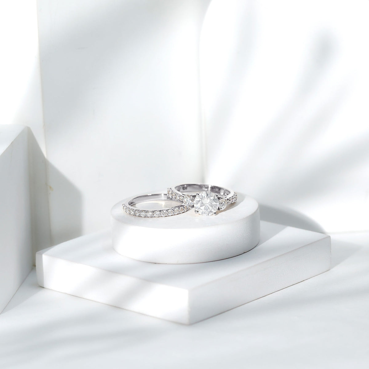 Certified Lab Created Diamond Marriage Ring Set