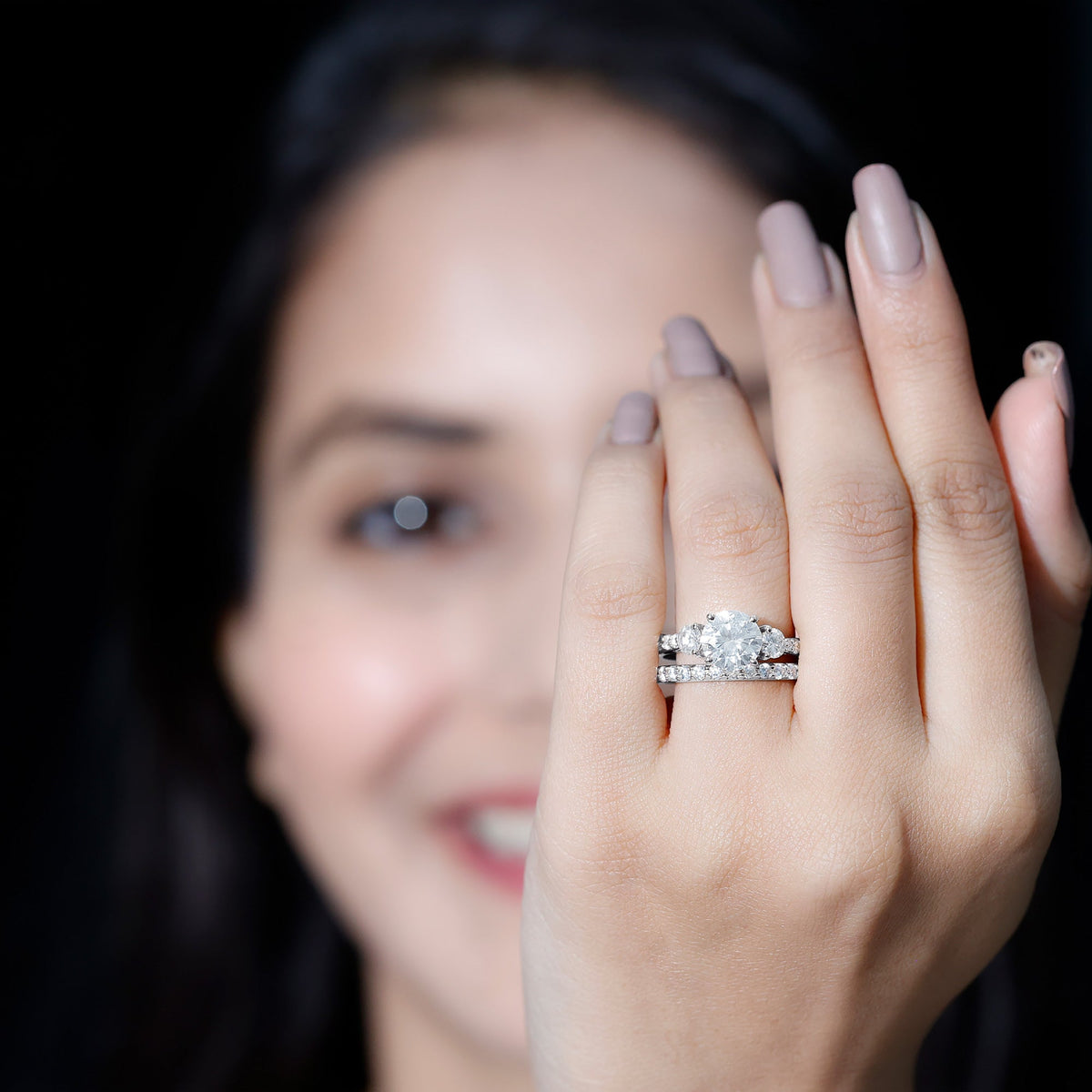 Certified Lab Created Diamond Marriage Ring Set