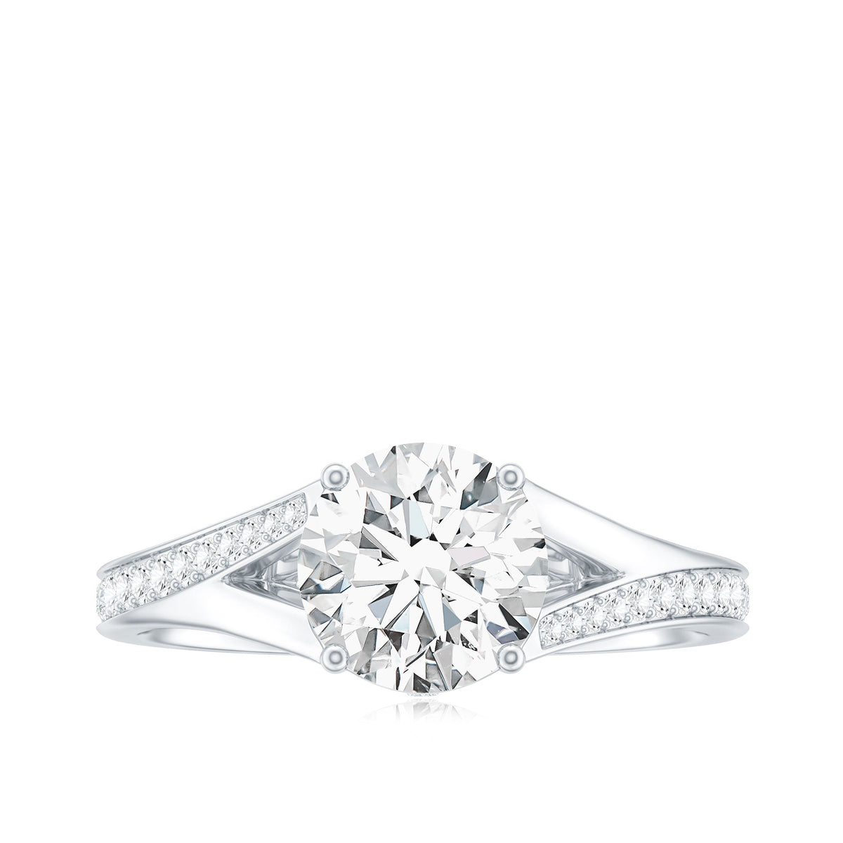 2 Carat Lab Grown Diamond Solitaire Engagement Ring with Split Shank