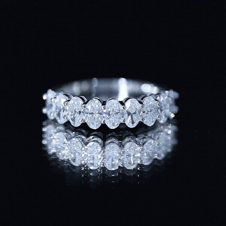 Brilliant Cut Oval Diamond Semi Eternity Ring for Women