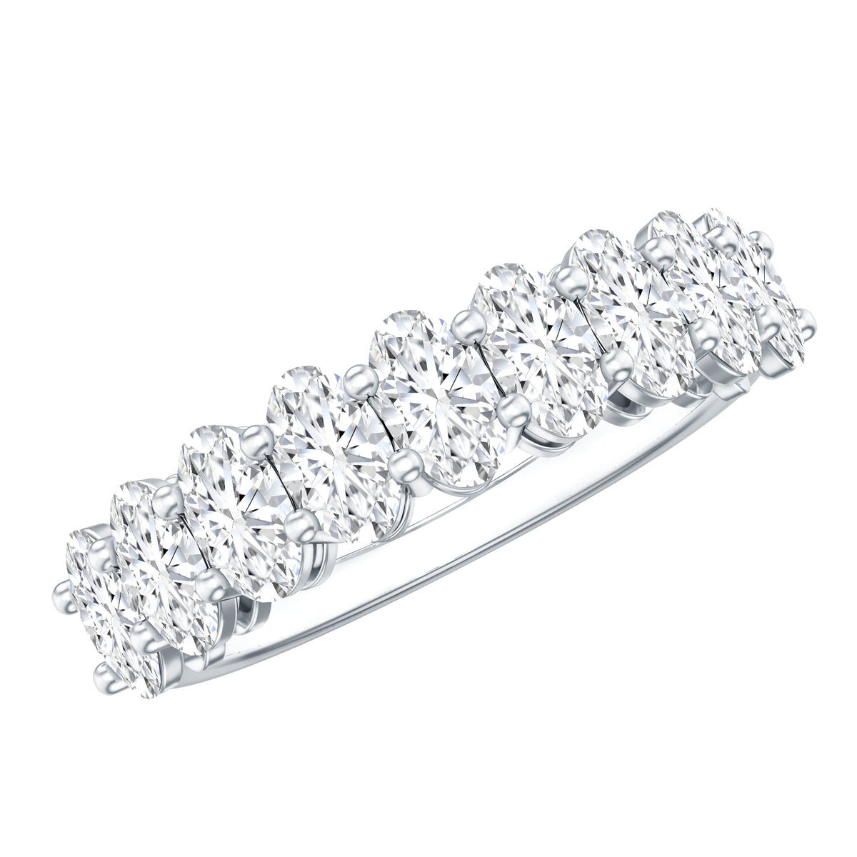 Brilliant Cut Oval Diamond Semi Eternity Ring for Women
