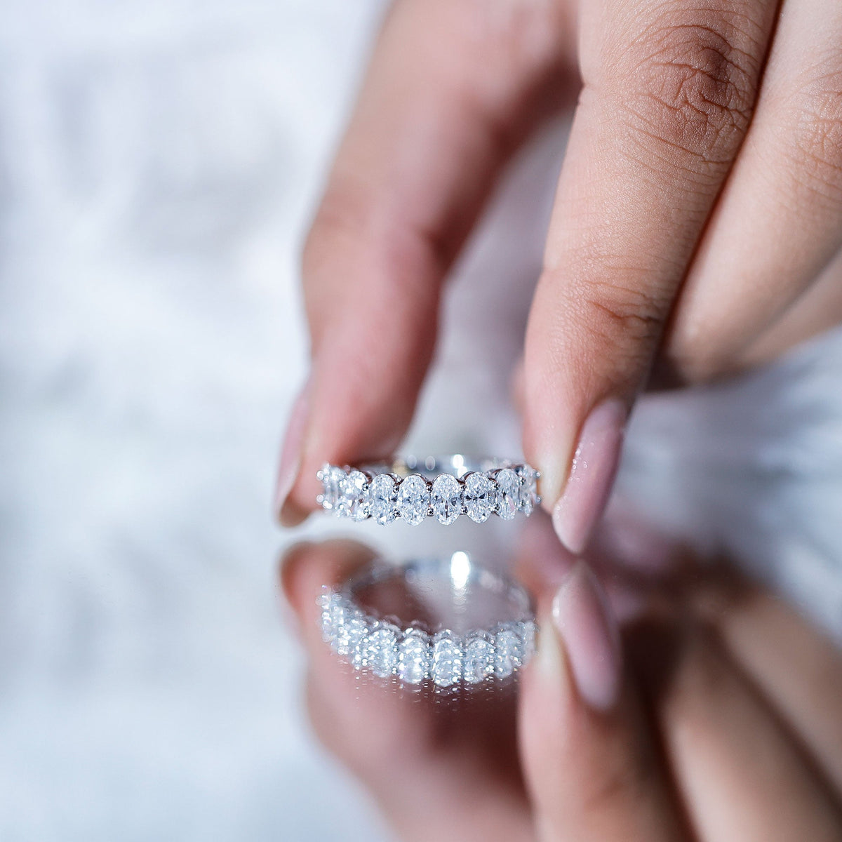 Brilliant Cut Oval Diamond Semi Eternity Ring for Women