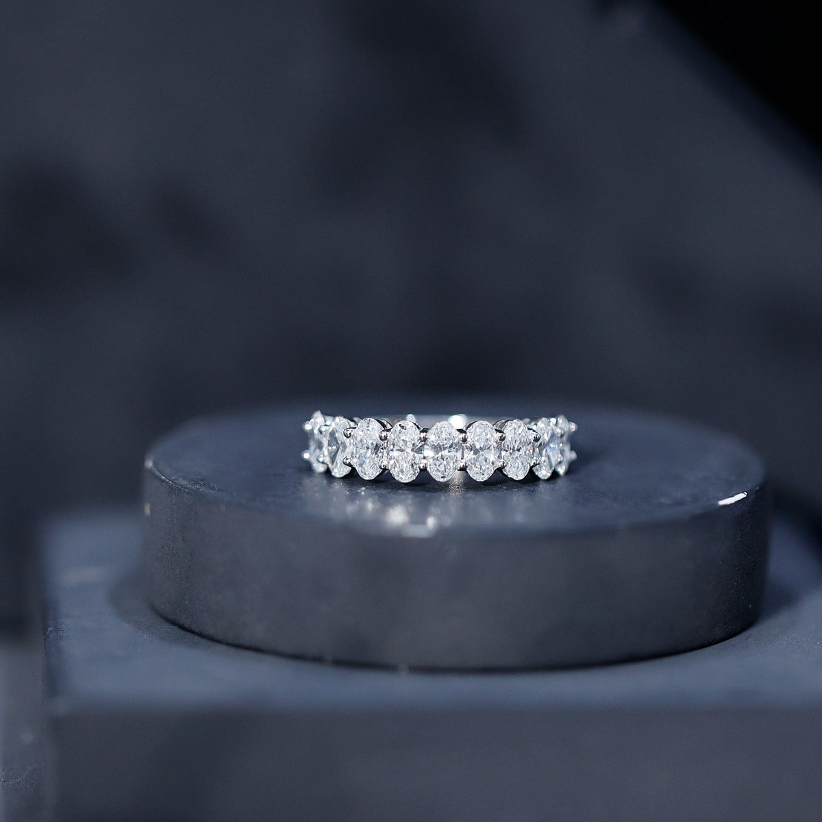 Brilliant Cut Oval Diamond Semi Eternity Ring for Women