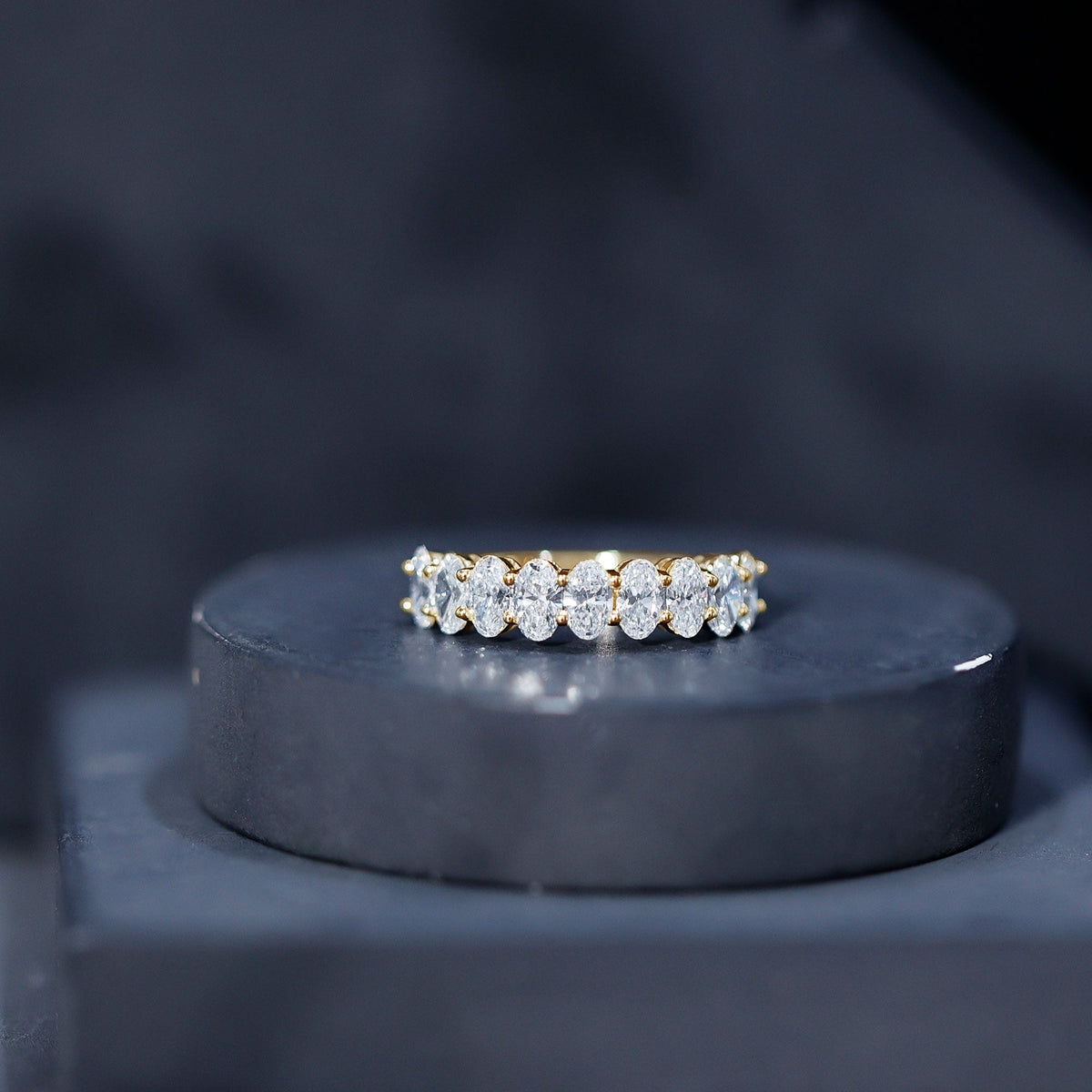 Brilliant Cut Oval Diamond Semi Eternity Ring for Women