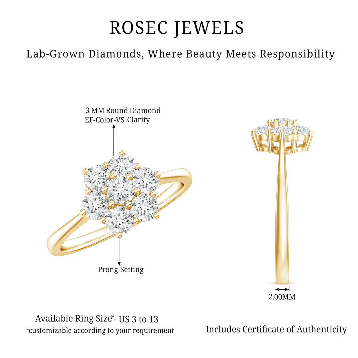 Flower Cluster Lab Grown Diamond Engagement Ring