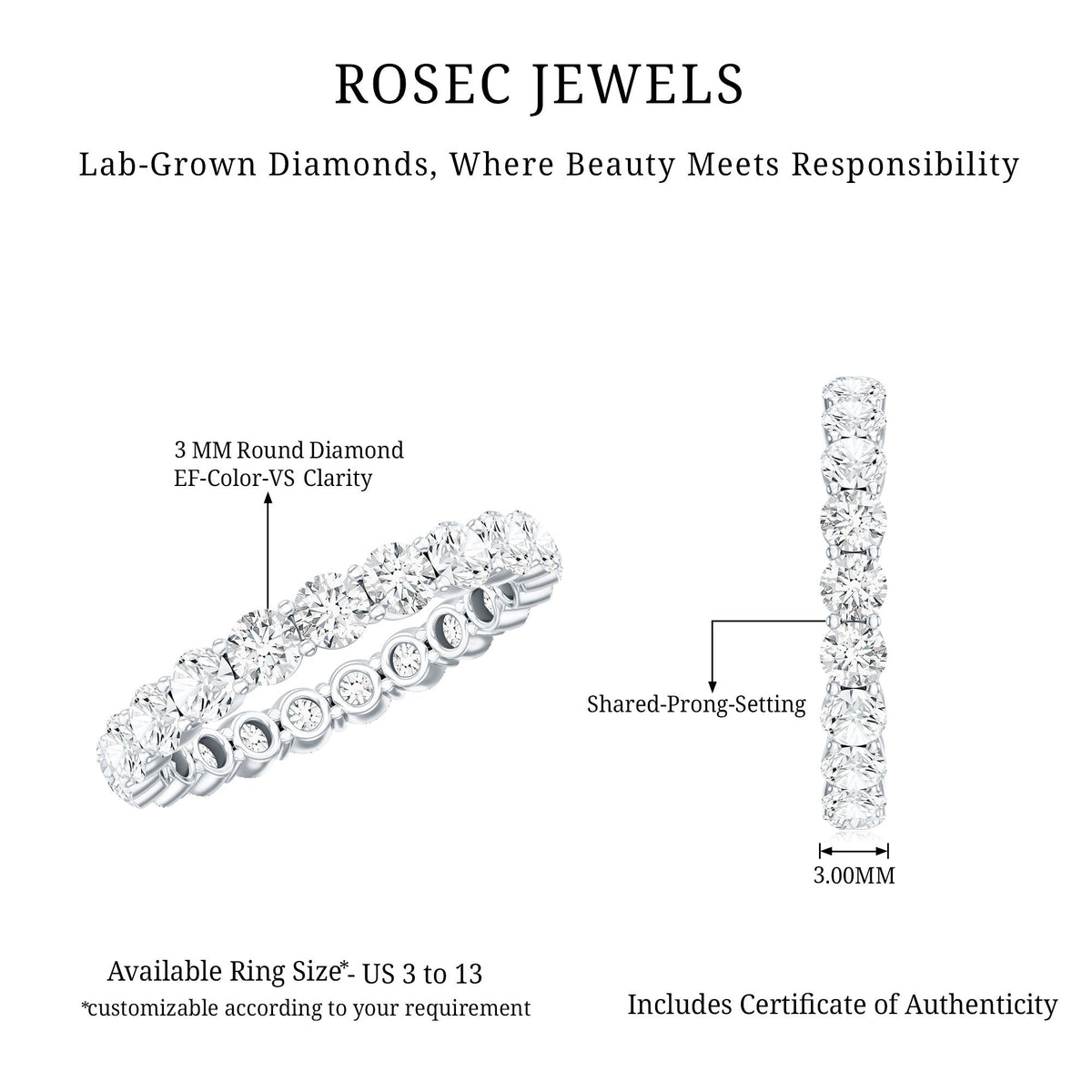 Certified Lab Grown Diamond Eternity Band for Women
