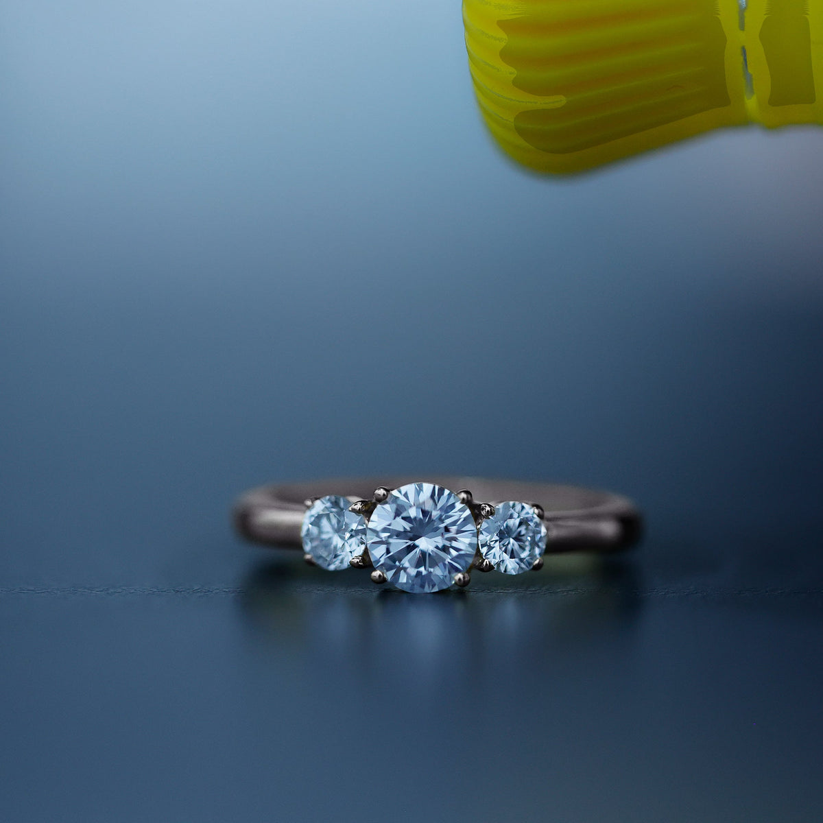 Round Cut Lab Grown Diamond 3 Stone Ring For Women