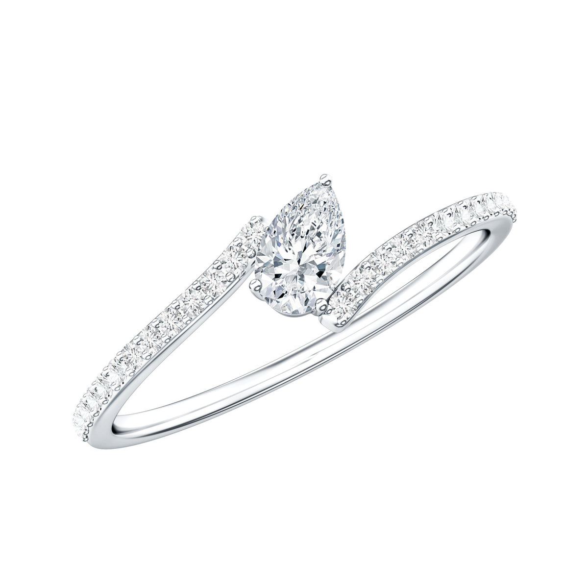 Pear Cut Lab Grown Diamond Bypass Promise Ring