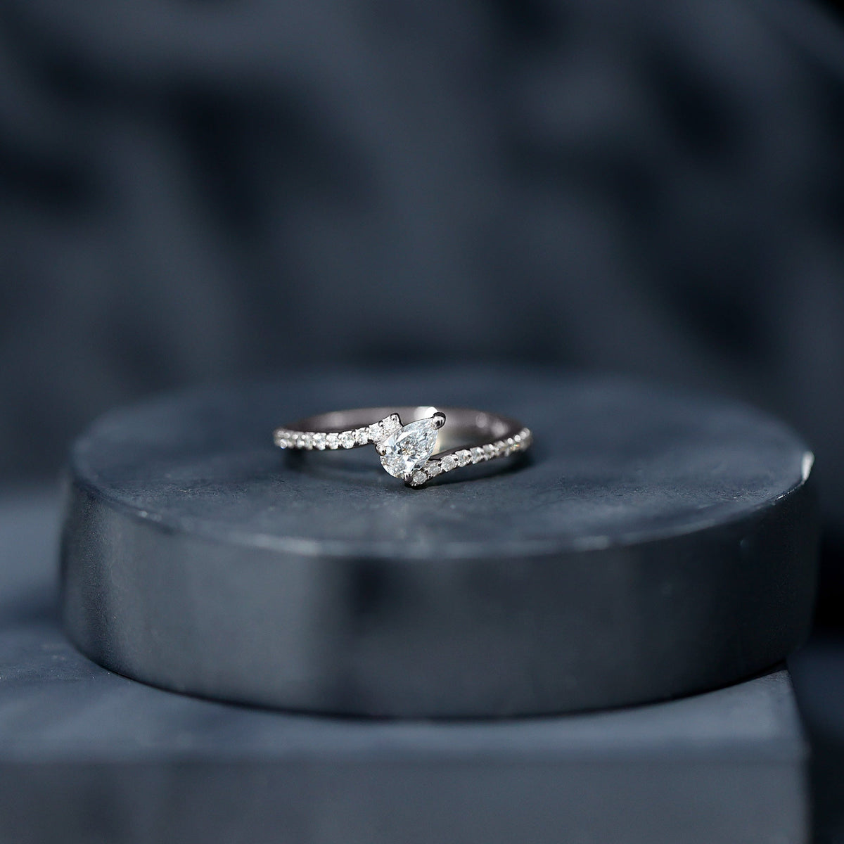 Pear Cut Lab Grown Diamond Bypass Promise Ring