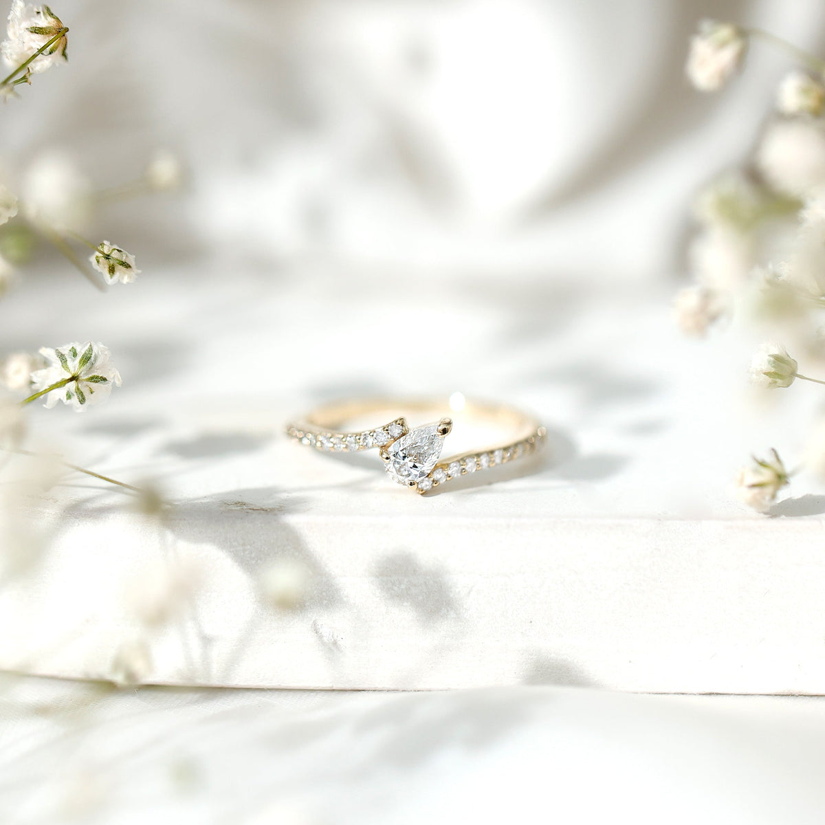 Pear Cut Lab Grown Diamond Bypass Promise Ring