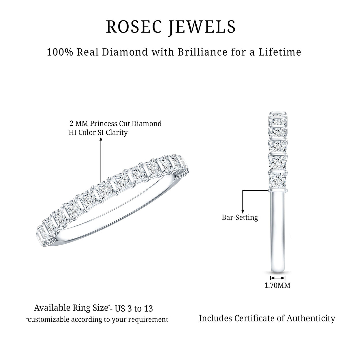 Princess Cut Diamond Anniversary Band Ring