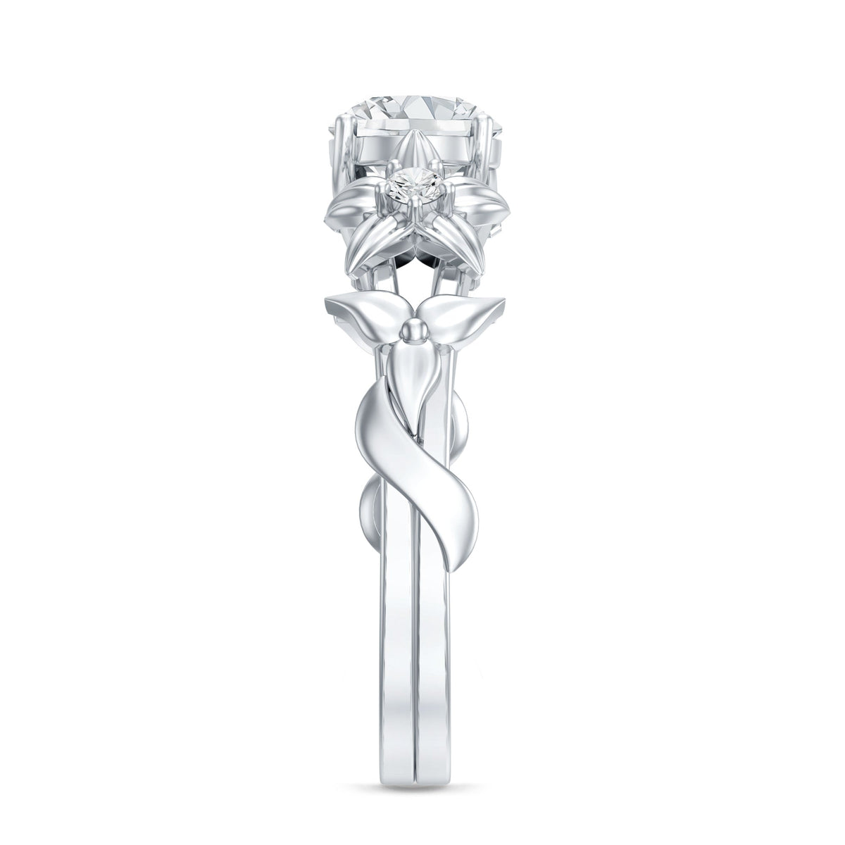 Designer Moissanite Flower Engagement Ring for Women