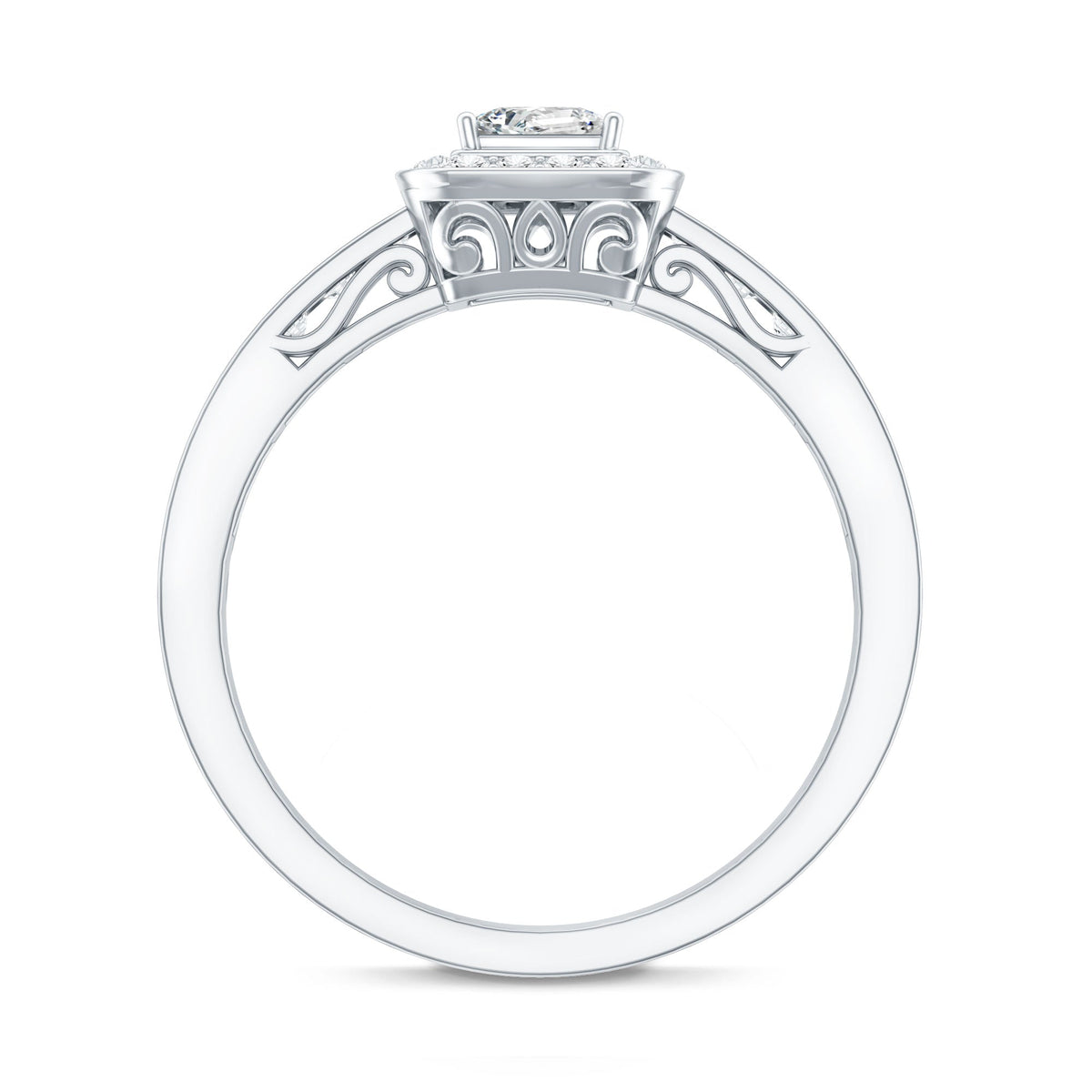 Lab Grown Diamond Princess Cut Engagement Ring with Halo